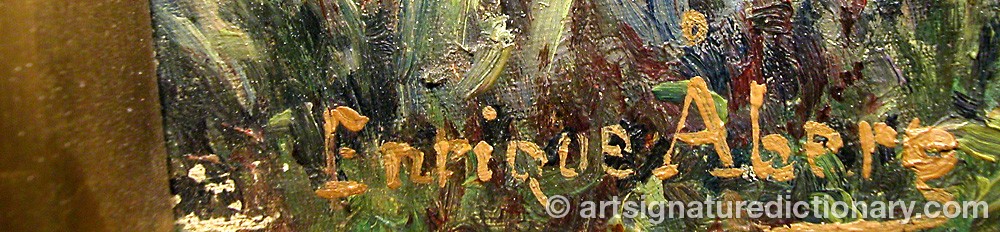 Authentic signature by Enrique ÅBERG on  artwork