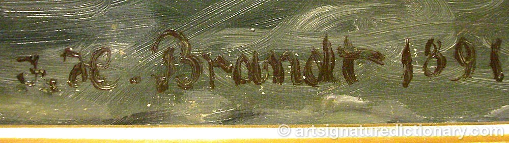 Authentic signature by Johannes Herman BRANDT on  artwork