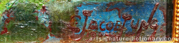 Authentic signature by Jakob JUNG on  artwork