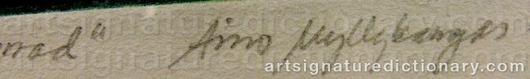Authentic signature by Aino MYLLYKANGAS on  artwork