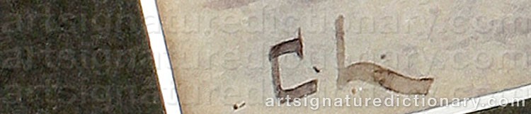 Authentic signature by Carl LEVEAU on  artwork