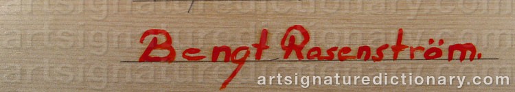 Authentic signature by Bengt ROSENSTRÖM on  artwork