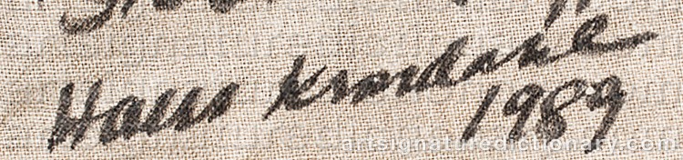 Authentic signature by Hans KRONDAHL on Other artwork