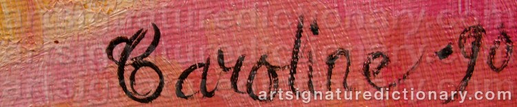 Authentic signature by Caroline GRINDA-CHRISTENSEN on  artwork