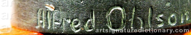 Authentic signature by Alfred OHLSON on artwork