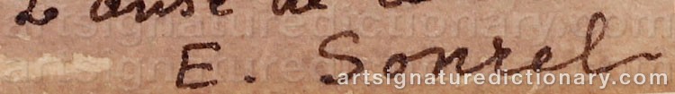 Authentic signature by Elisabeth SONREL on  artwork