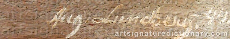Authentic signature by August LUNDBERG on Painting/Watercolour artwork