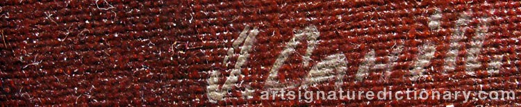 Authentic signature by J. CAHILL on  artwork