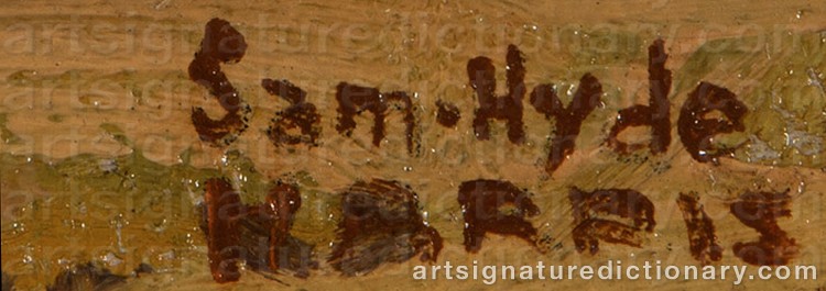 Authentic signature by Samuel Hyde HARRIS on Painting/Watercolour artwork