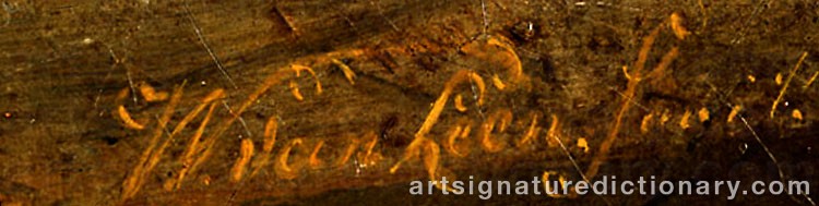 Authentic signature by Willem Van LEEN on  artwork