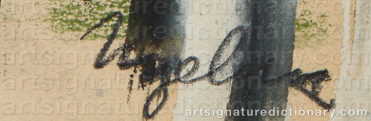 Authentic signature by Milivoy UZELAC on  artwork