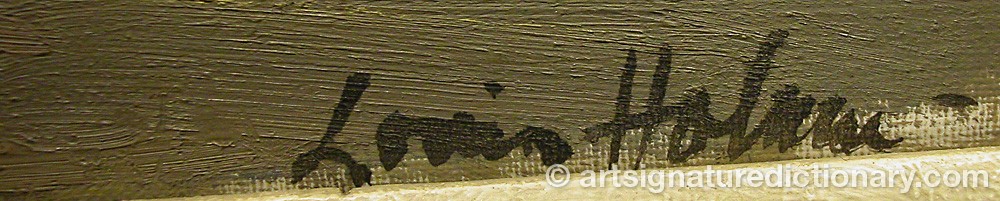 Authentic signature by Louis HOLMÉR on  artwork