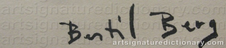 Authentic signature by Bertil BERG on artwork
