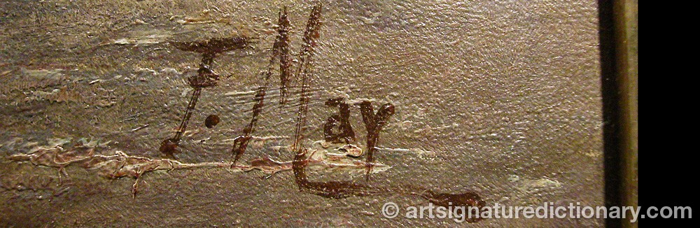 Authentic signature by F. MAY on  artwork