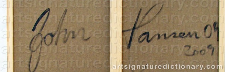 Authentic signature by John HANSEN on  artwork