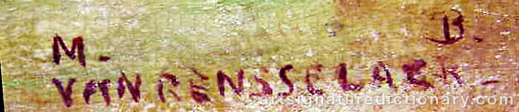 Authentic signature by Molly Birchard Van RENSSELAER on  artwork