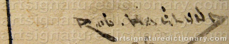 Authentic signature by Robert HAGLUND on artwork