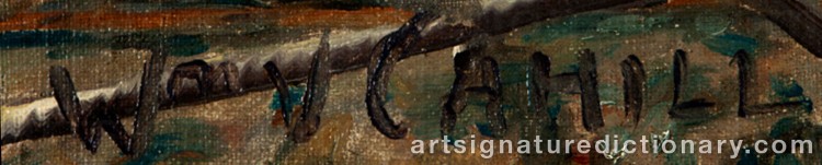 Authentic signature by William Vincent CAHILL on Painting/Watercolour artwork