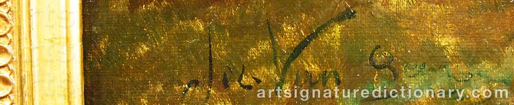 Authentic signature by Joseph Van GENEGEN on  artwork