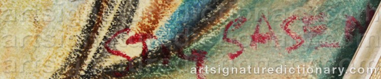 Authentic signature by Stig SASEN on artwork