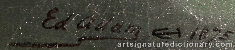 Authentic signature by Marie-Edouard ADAM on  artwork
