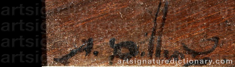 Authentic signature by Adolf Alexander DILLENS on  artwork