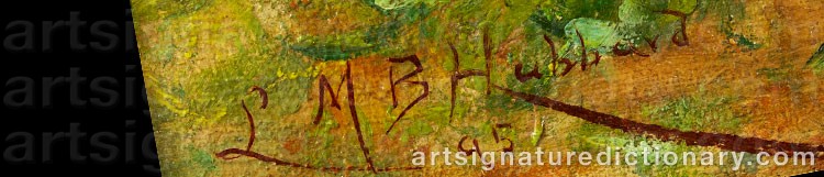 Authentic signature by Lydia Mariah Brewster HUBBARD on  artwork