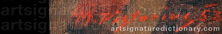 Authentic signature by Max PISTORIUS on  artwork