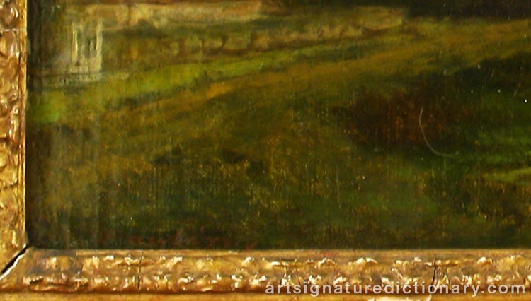 Close-up details showing Charles Francois DAUBIGNY signature forgery characteristics