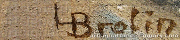 Authentic signature by L. BROLIN on  artwork