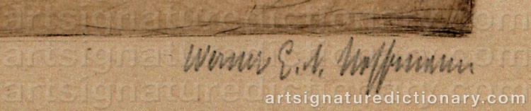 Authentic signature by Werner Ernst Albert HOFFMANN on  artwork