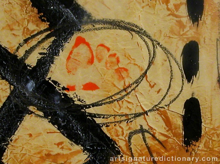 Close-up details showing Antoni TAPIES signature forgery characteristics
