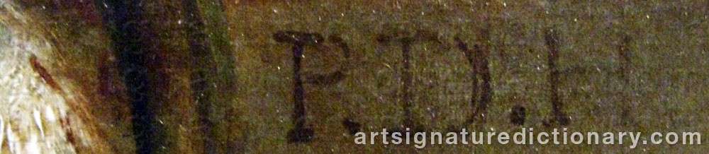 Authentic signature by Pieter De HOOCH on  artwork