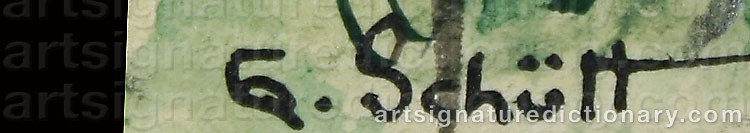 Authentic signature by Gustav SCHÜTT on  artwork