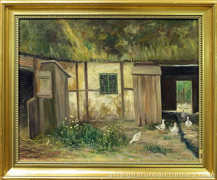 Close-up details showing Frans Wilhelm ODELMARK signature forgery characteristics