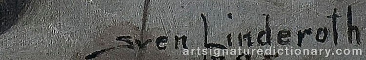 Authentic signature by Sven LINDEROTH on  artwork