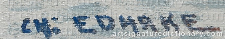 Authentic signature by Charles Folke EDHAKE on Painting/Watercolour artwork