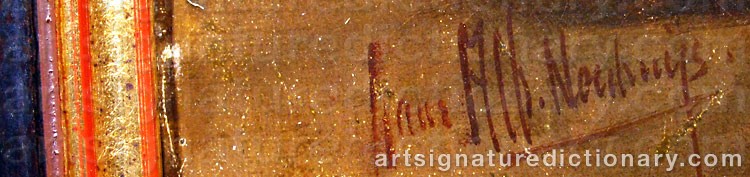 Authentic signature by Albertus Johan NEUHUYS on  artwork