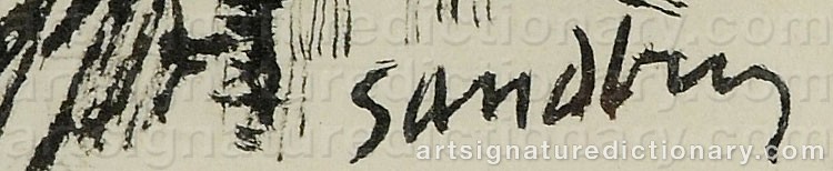 Authentic signature by Bengt SANDBERG on  artwork