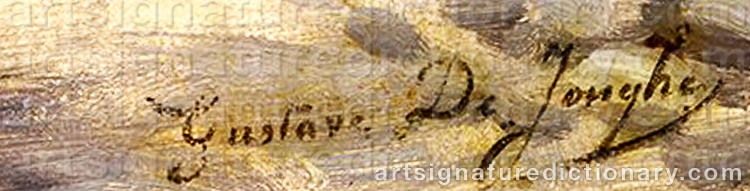 Authentic signature by Gustave Leonhard De JONGHE on Painting/Watercolour artwork