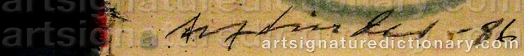 Authentic signature by Alf LINDER on artwork