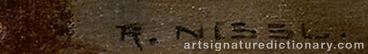 Authentic signature by Rudolf NISSL on  artwork