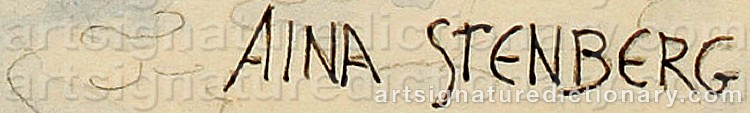 Authentic signature by Aina STENBERG-MASOLLE on  artwork