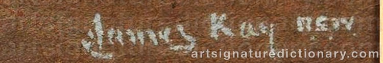Authentic signature by James KAY on Painting/Watercolour artwork