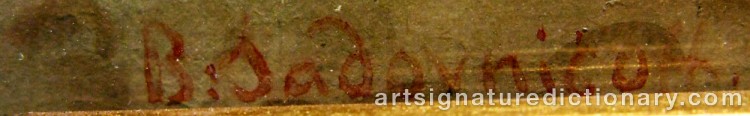 Authentic signature by Vasily Semyonovich SADOVNIKOV on  artwork