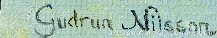 Authentic signature by Gudrun NILSSON on  artwork