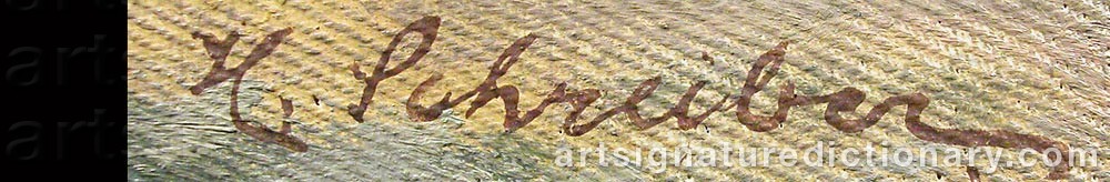Authentic signature by Hermann SCHREIBER on  artwork