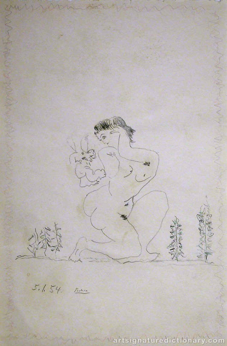 Close-up details showing Pablo PICASSO signature forgery characteristics