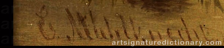 Authentic signature by Edmund MAHLKNECHT on  artwork