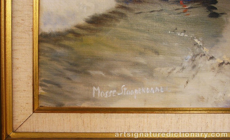 Close-up details showing Mosse STOOPENDAAL signature forgery characteristics